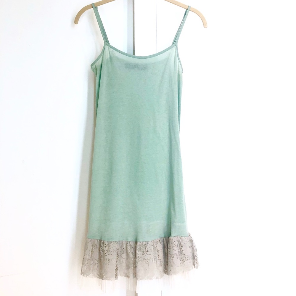🛍 Mint Green and Taupe/Cream Lace Slip Dress